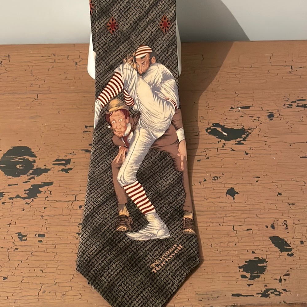 Vintage Norman Rockwell Baseball Necktie Tie Silk 1996